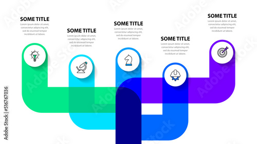 Infographic template. 5 lines linked into one with icons
