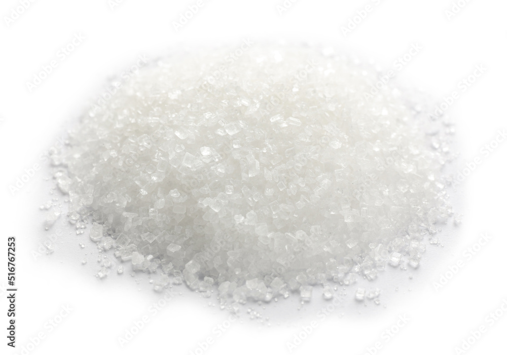 Pile of granulated sugar isolated on white Pile of granulated sugar isolated on white