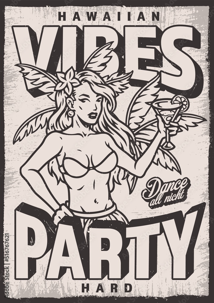 Obraz premium Party woman vintage posterer monochrome