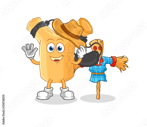 slingshot with scarecrows cartoon character vector