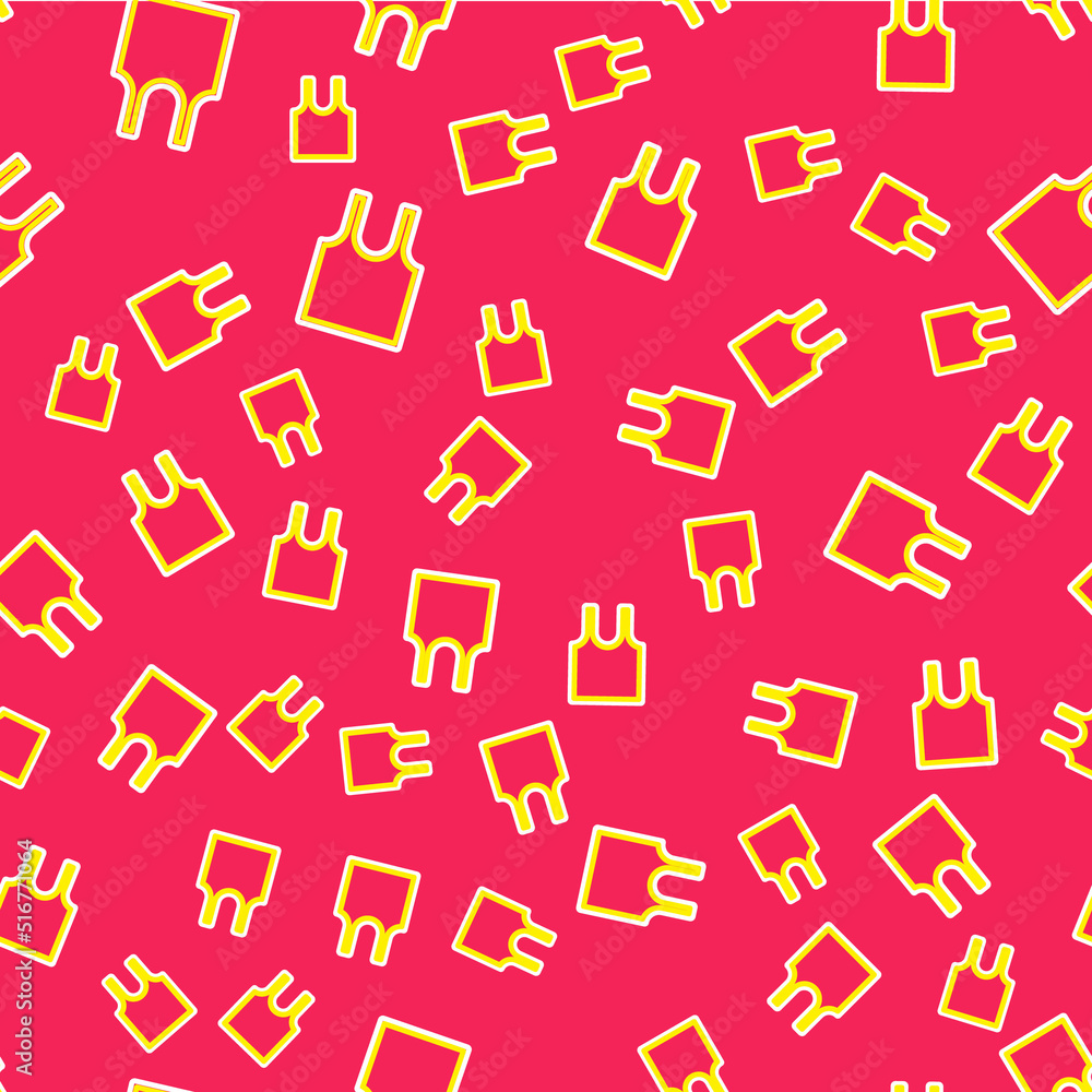 Line Sleeveless T-shirt icon isolated seamless pattern on red background. Vector Line Sleeveless T-shirt icon isolated seamless pattern on red background. Vector