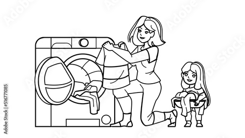 clothes dryer vector. laundry home washer, clean cloth, rack room, bathroom clothes dryer character. people black line pencil drawing vector illustration
