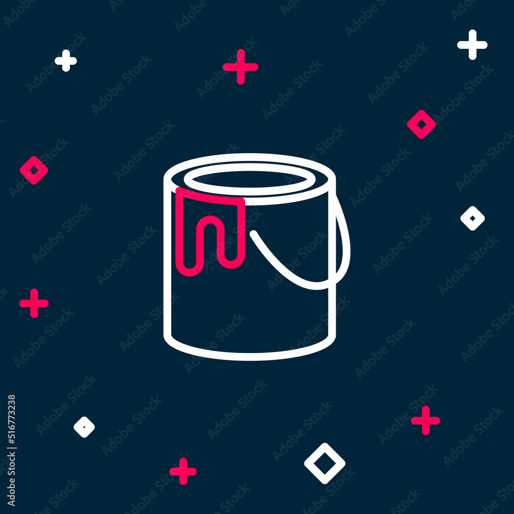 Line Paint bucket icon isolated on blue background. Colorful outline concept. Vector Line Paint bucket icon isolated on blue background. Colorful outline concept. Vector