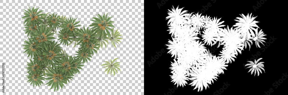 Tropical island isolated on background with mask. 3d rendering - illustration Tropical island isolated on background with mask. 3d rendering - illustration