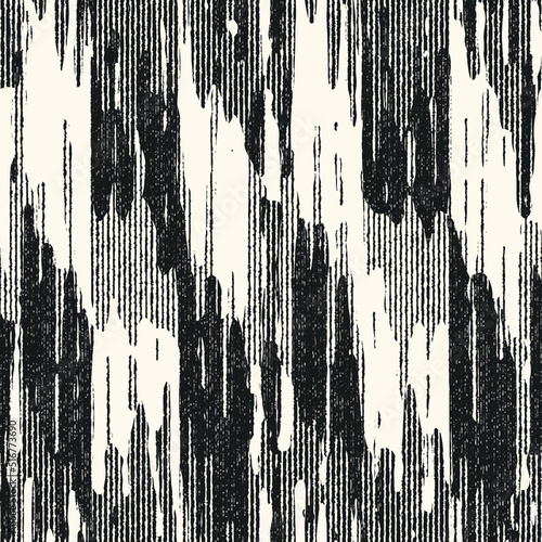 Monochrome Distressed Ikat Textured Pattern