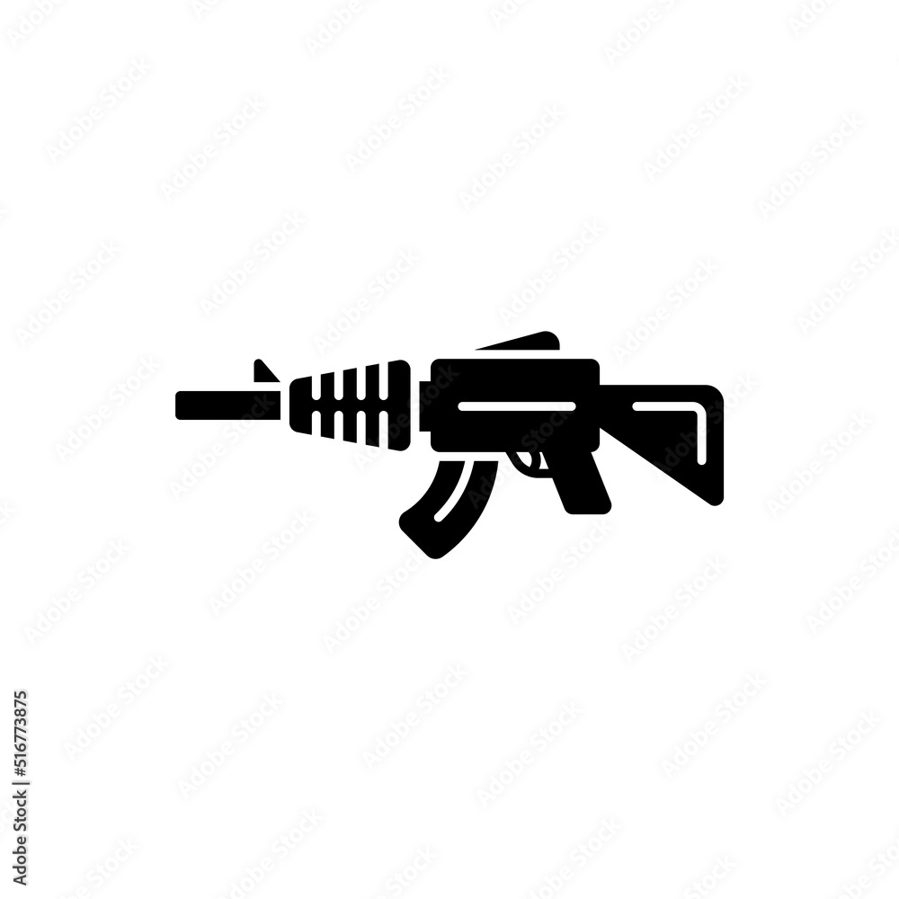 US Army carbine black icon. Vector illustration