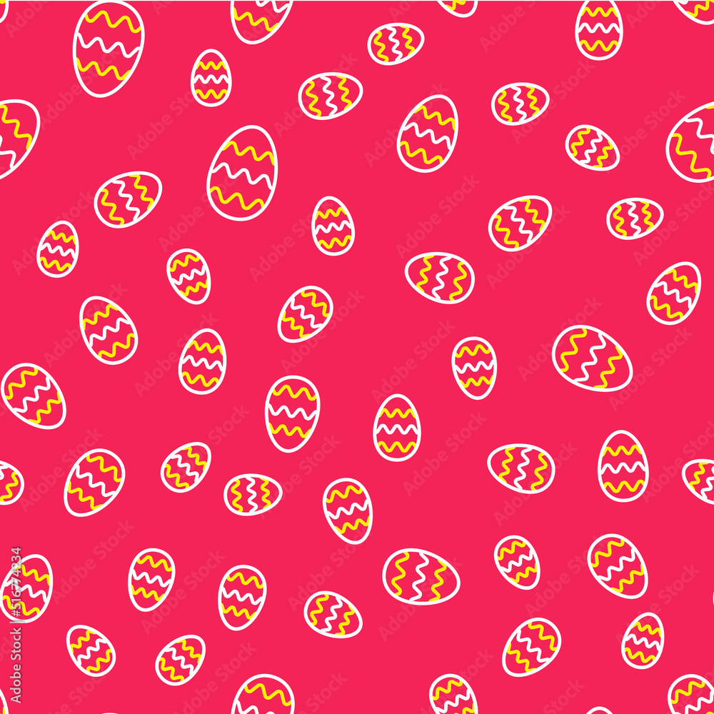 Line Easter egg icon isolated seamless pattern on red background. Happy Easter. Vector Line Easter egg icon isolated seamless pattern on red background. Happy Easter. Vector