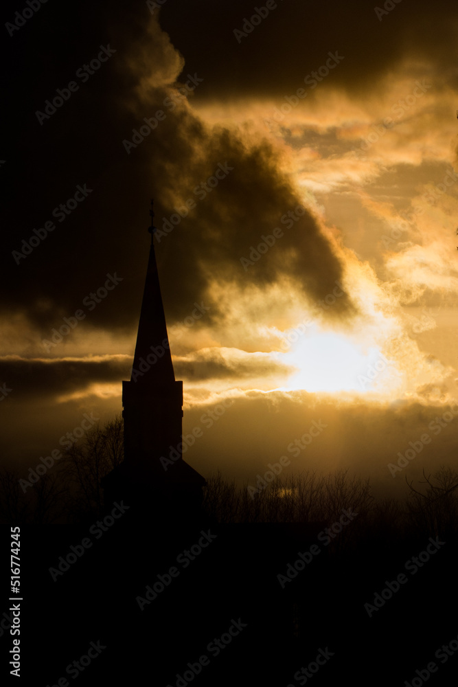 Obraz premium church in sunset