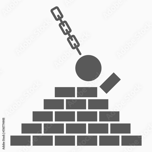 wrecking ball icon, chain ball vector