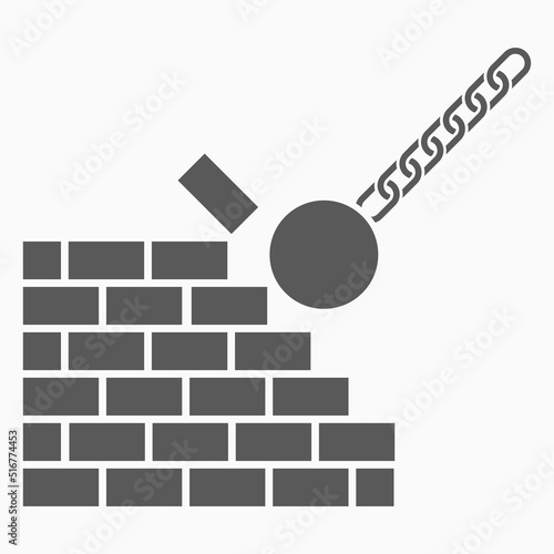 wrecking ball icon, chain ball vector