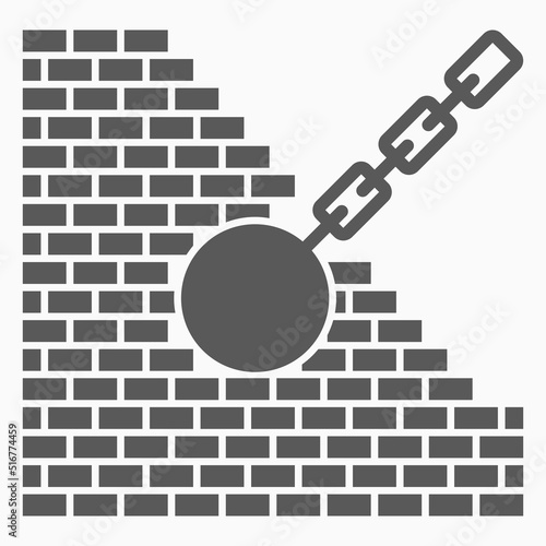 wrecking ball icon, chain ball vector