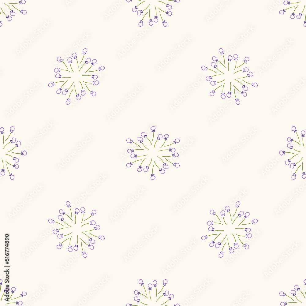Floral pattern for bed linen textile. Unique seamless ornament of outline blue berries. Mix doodle on retro style light background. Simple art design pattern for textile, fabric and print. Vector Floral pattern for bed linen textile. Unique seamless ornament of outline blue berries. Mix doodle on retro style light background. Simple art design pattern for textile, fabric and print. Vector