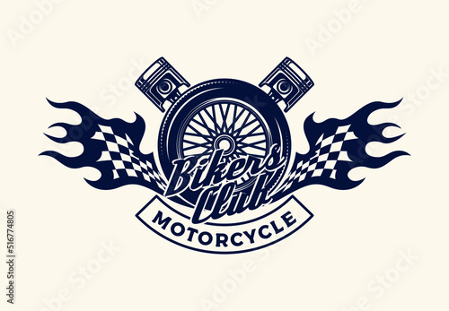Hand Drawn Motorcycle Club Logo Badge
