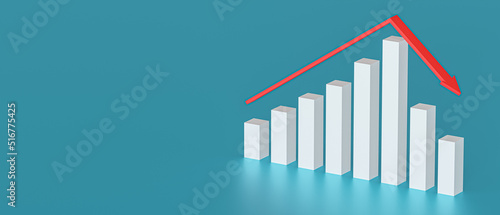 Bilde på lerret Business and bankruptcy concept. Bankrupt graph with recession