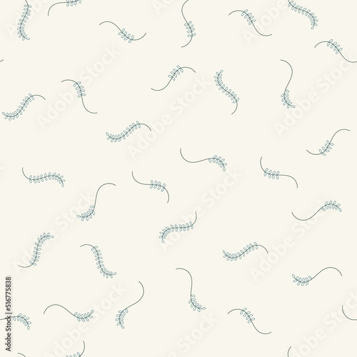 Floral pattern for bed linen textile. Unique seamless ornament of leaf. Mix plant, doodle on retro style light background. Simple art design pattern for textile, fabric and print. Vector