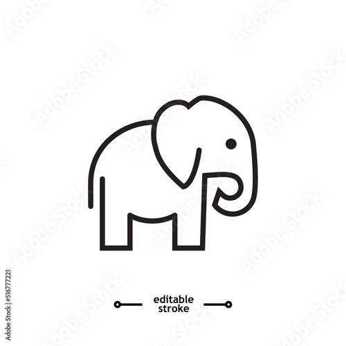 elephant wild animal icon vector, sign, symbol, logo, illustration, editable stroke, flat design style isolated on white linear
