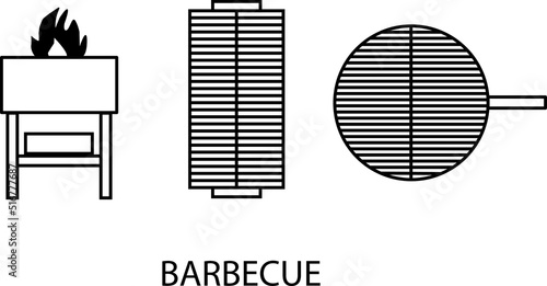 Parrilla barbacoa iconos de vector