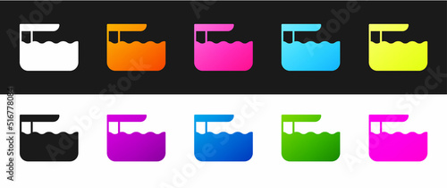 Set Diving board or springboard icon isolated on black and white background. Vector