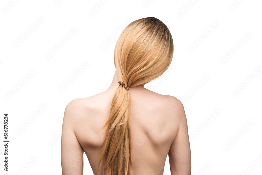 Woman backside, beautiful woman with ombre hair isolated on a white. Woman backside, beautiful woman with ombre hair isolated on a white.