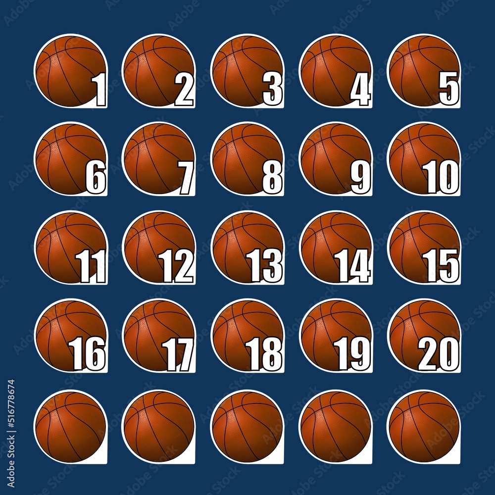 バスケットボール バスケ シール ステッカー 背番号 数字 アイコン