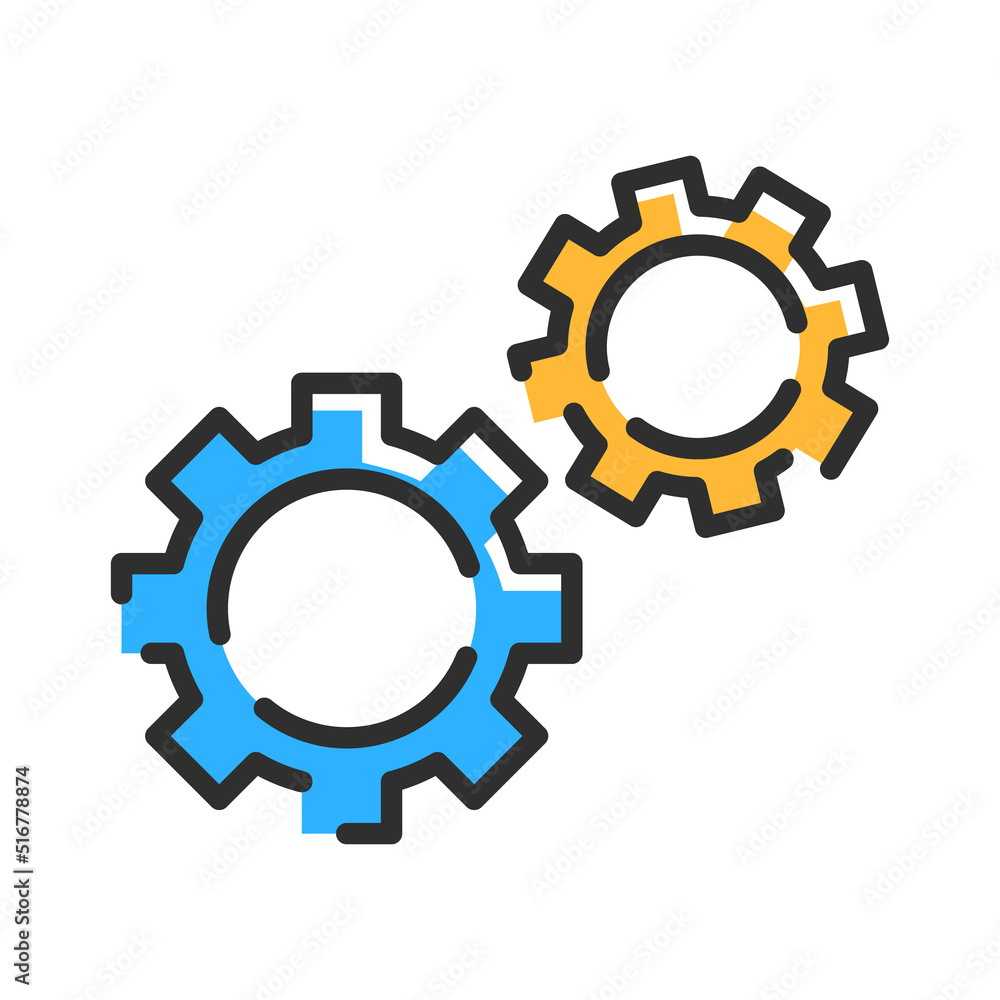 Gear line icon. Logo color gears. Vector illustartion concept
