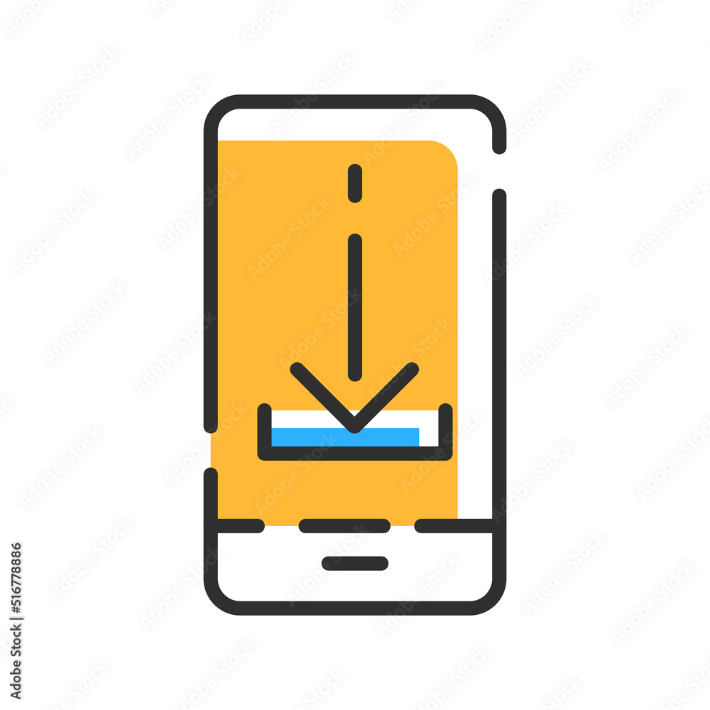 Save on mobile phone line icon. Save logo concept. Vector illustration Save on mobile phone line icon. Save logo concept. Vector illustration
