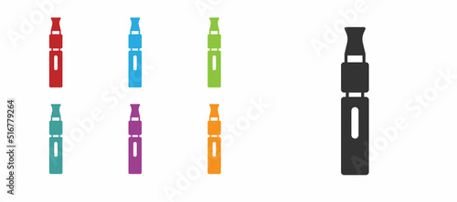 Black Electronic cigarette icon isolated on white background. Vape smoking tool. Vaporizer Device. Set icons colorful. Vector