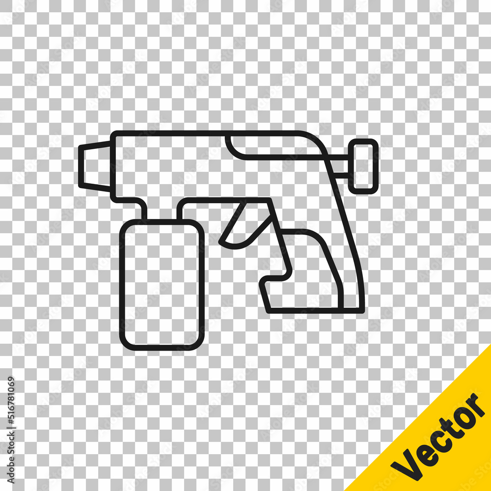 Black line Paint spray gun icon isolated on transparent background. Vector Black line Paint spray gun icon isolated on transparent background. Vector