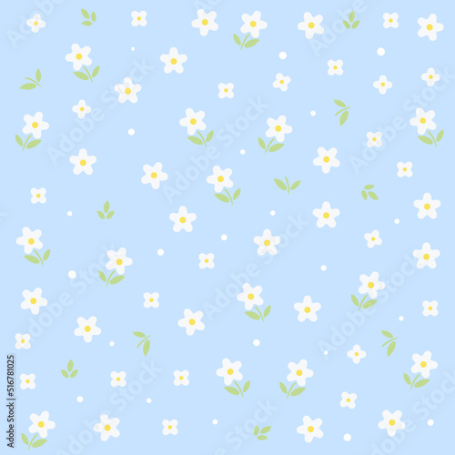  Chamomile flowers pattern background nature wrapping paper or textile design
