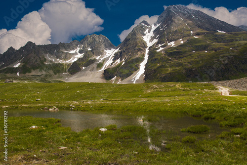 Panoramic view of beautiful alpine lake in Val Formazza  Piedmont  Italy