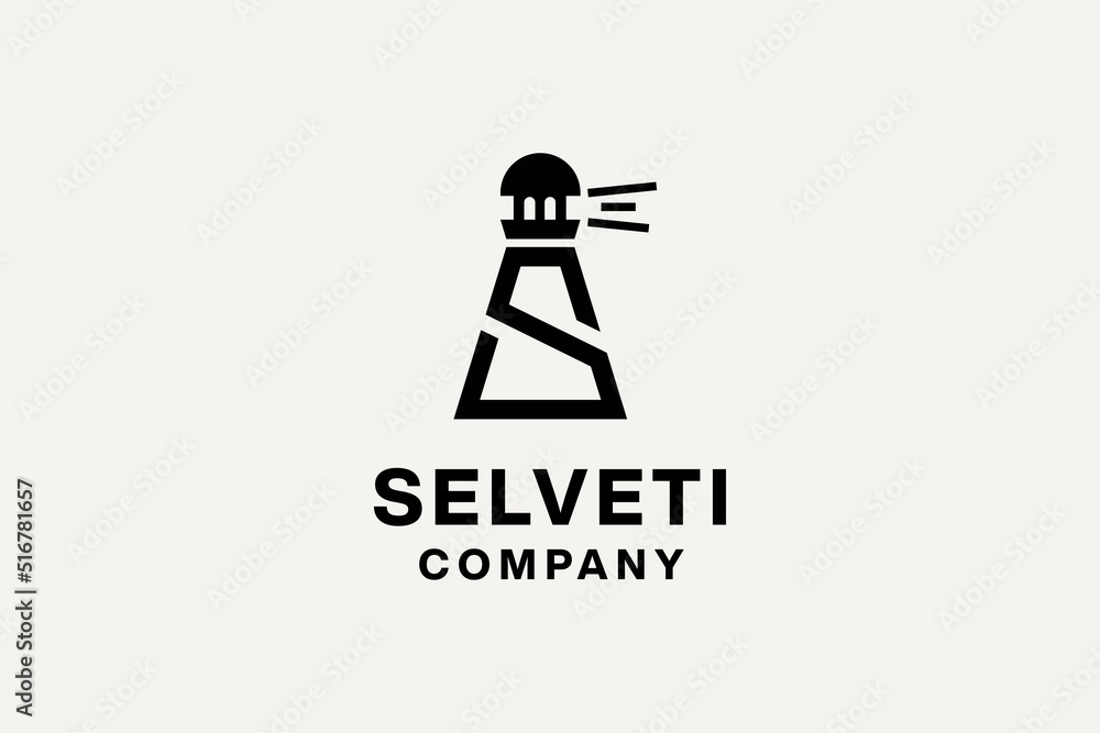 Light house with initial letter S logo design vector illustration. Light house with initial letter S logo design vector illustration.