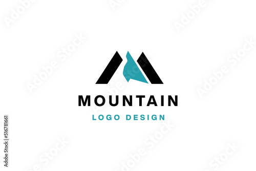 Mountain logo design with letter M vector illustration. © Wahyu