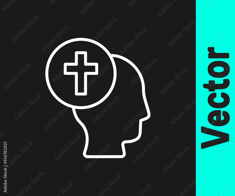 White line Priest icon isolated on black background. Vector White line Priest icon isolated on black background. Vector