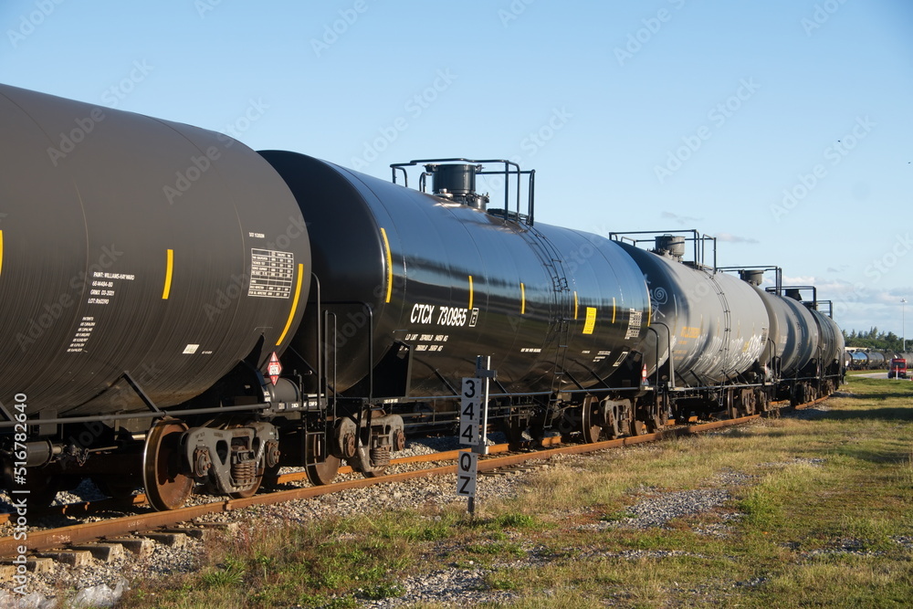 Railroad tank cars parked on a track in Fort Lauderdale, Florida, USA Railroad tank cars parked on a track in Fort Lauderdale, Florida, USA