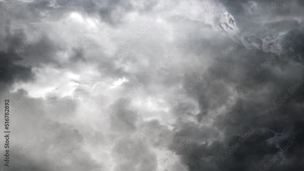 4k thunderstorm inside a thick gray cumulus cloud and dark sky. 4k thunderstorm inside a thick gray cumulus cloud and dark sky.