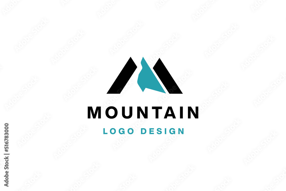 Mountain logo design with letter M vector illustration. Stock Vector ...