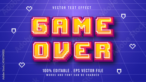 Game over pixel 3d editable text effect font style