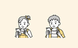 キッズ携帯　スマートフォンを使う子供　携帯電話　イラスト