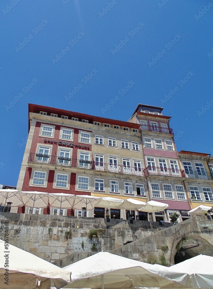 Colorful traditional architecture on the Douro Border in Porto - Portugal 