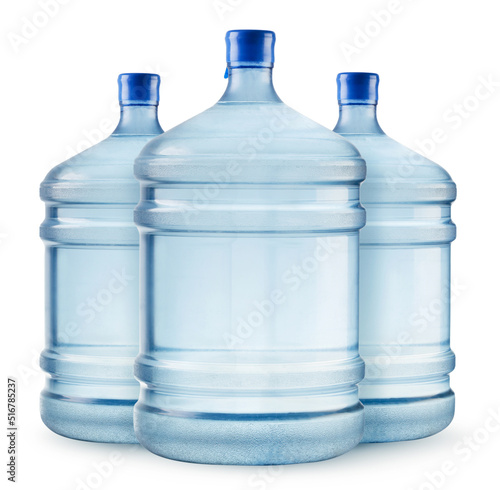 Big bottles of purified water on a white background. Isolated