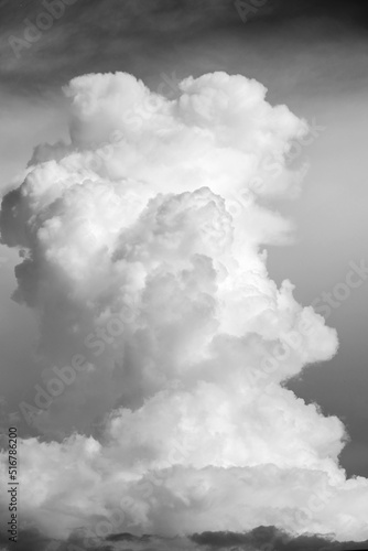 Dramatic monsoon cloud formation in the sky, black and white photography