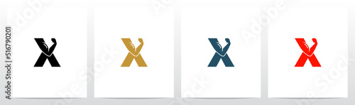 Bicep Muscle Arm On Letter Logo Design X
