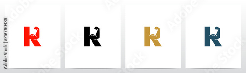 Bicep Muscle Arm On Letter Logo Design K