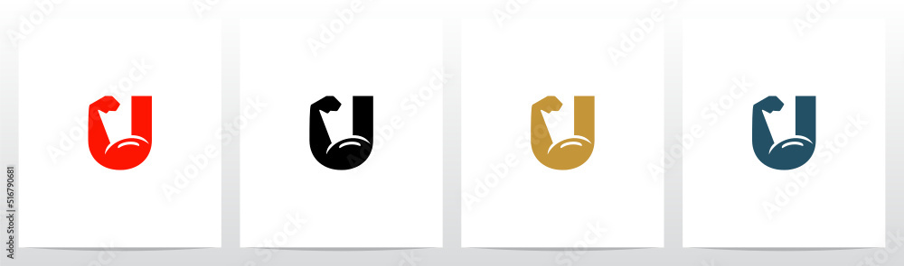 Bicep Muscle Arm On Letter Logo Design U Bicep Muscle Arm On Letter Logo Design U
