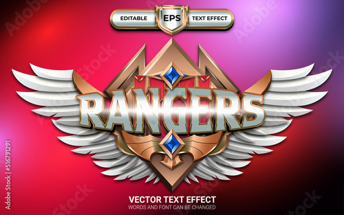 Rangers Game Badge with Editable text effect