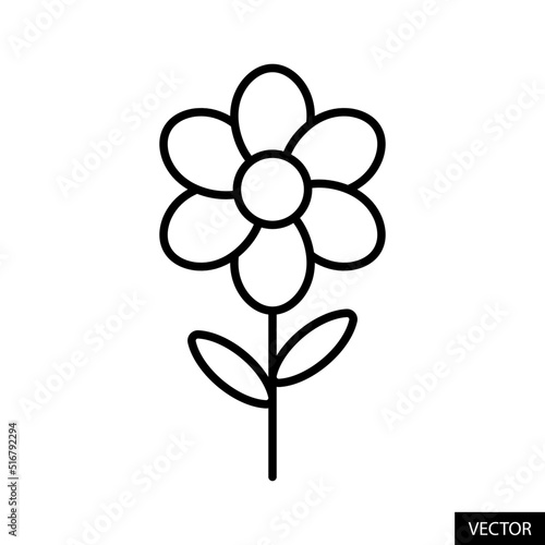 Flower vector icon in line style design for website design, app, UI, isolated on white background. Editable stroke. Vector illustration.