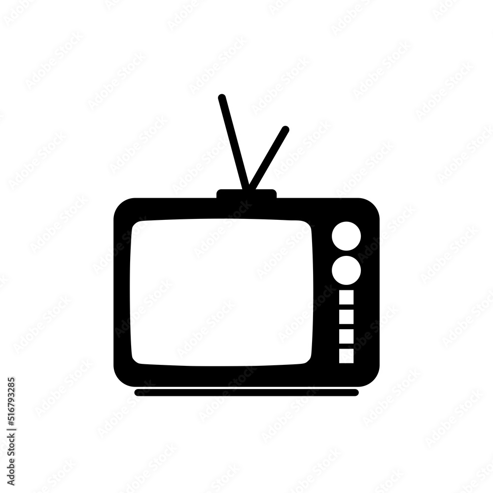 Old Black Retro TV icon isolated on white background Old Black Retro TV icon isolated on white background