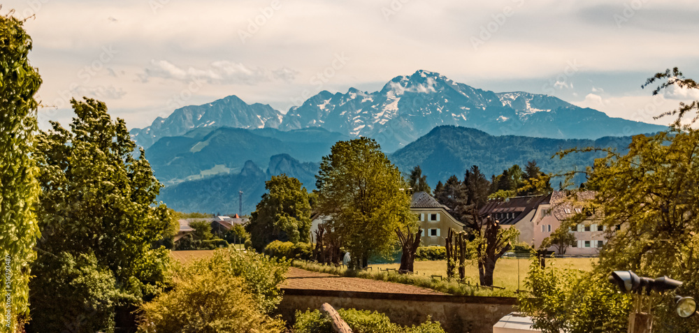 Beautiful summer view near Hellbrunn, Salzburg, Austria Beautiful summer view near Hellbrunn, Salzburg, Austria