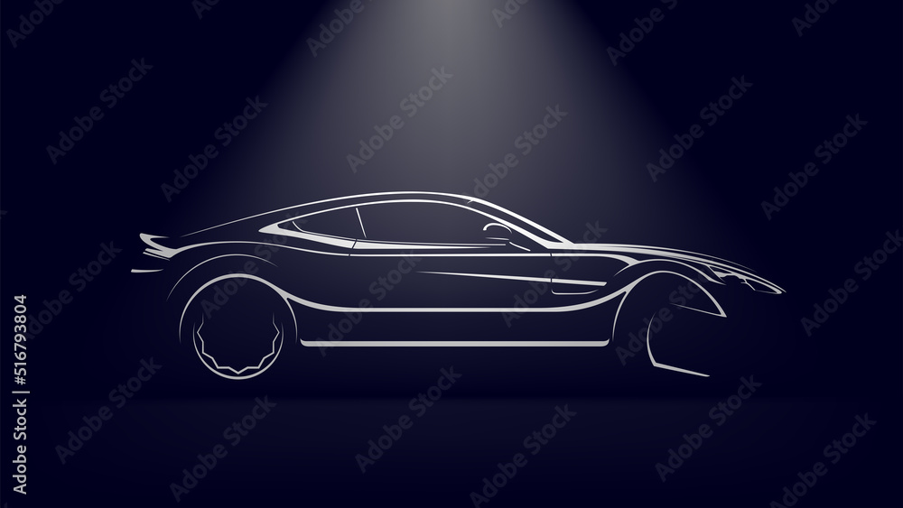 Car repair logo. Supercar and wrench. Vector illustration