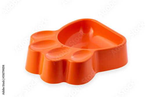 Feeder or plastic bowl for dog. It is isolated on a white background